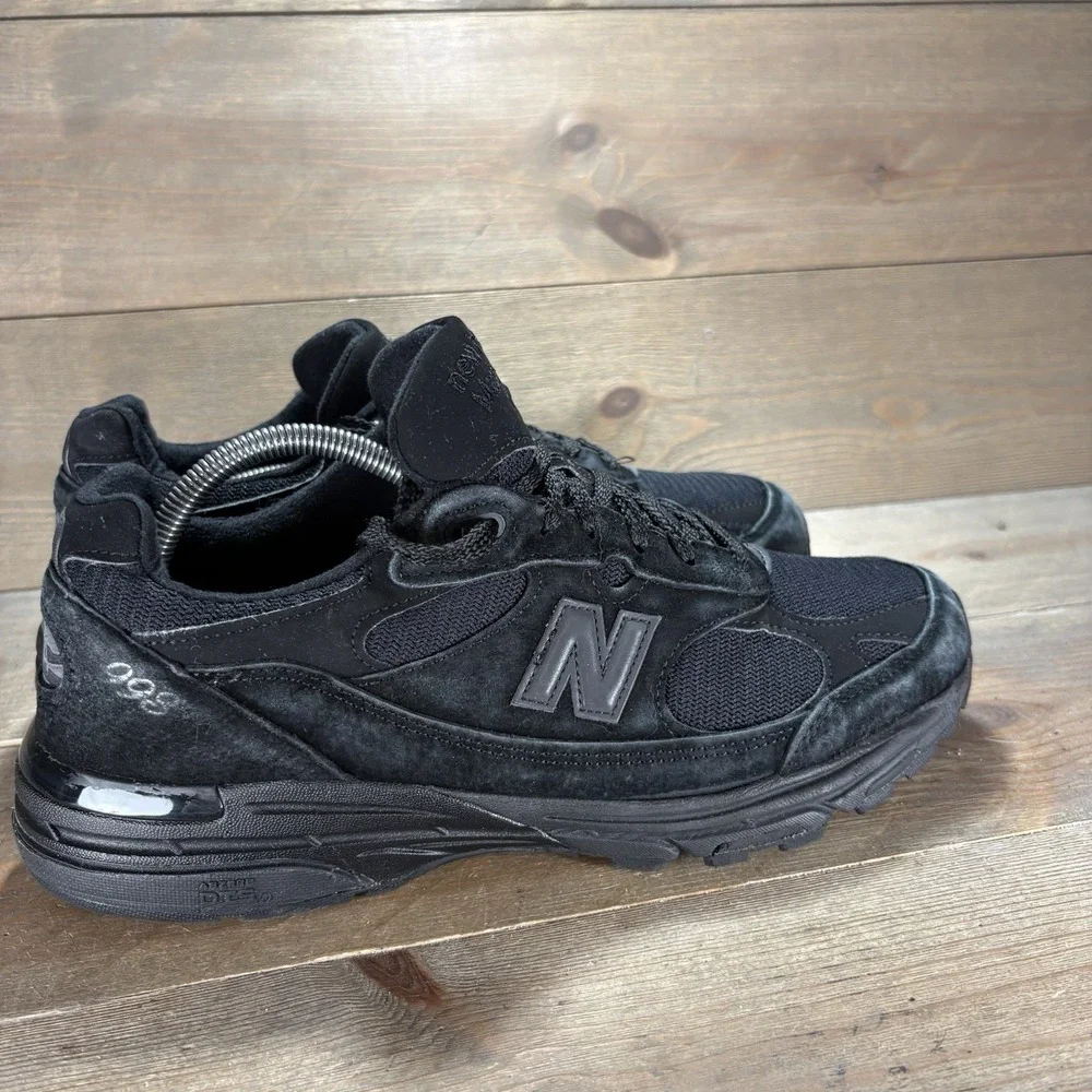 new balance 993 mens size 9.5 shoes black suede athletic running sneakers